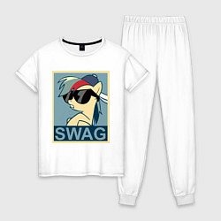 Пижама хлопковая женская Rainbow Dash swag, цвет: белый
