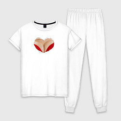 Пижама хлопковая женская Бюст - сердечко, цвет: белый