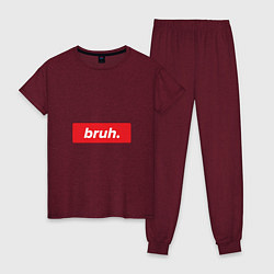 Пижама хлопковая женская Bruh, цвет: меланж-бордовый