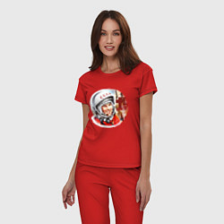Пижама хлопковая женская Юрий Гагарин 1, цвет: красный — фото 2