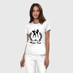 Пижама хлопковая женская Muay Thai: High Kick, цвет: белый — фото 2