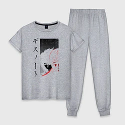 Пижама хлопковая женская Death Note, цвет: меланж