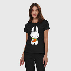Пижама хлопковая женская Зайчик с морковкой, цвет: черный — фото 2