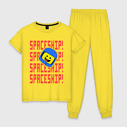 Пижама хлопковая женская Spaceship, цвет: желтый