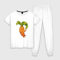 Пижама хлопковая женская Милая морковка, цвет: белый