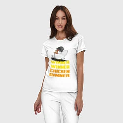 Пижама хлопковая женская PUBG Winner Chicken Dinner, цвет: белый — фото 2