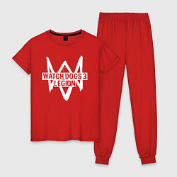 Пижама хлопковая женская Watch Dogs: Legion, цвет: красный