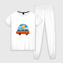 Пижама хлопковая женская Volkswagen t1, цвет: белый