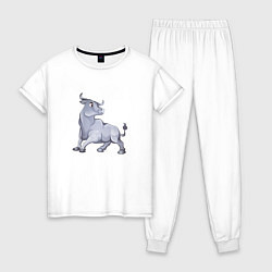 Пижама хлопковая женская Bull, цвет: белый
