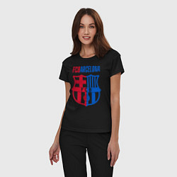 Пижама хлопковая женская Barcelona FC, цвет: черный — фото 2