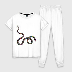 Пижама хлопковая женская Змея, цвет: белый