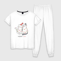 Пижама хлопковая женская Merry Cat, цвет: белый