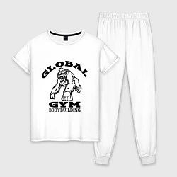 Пижама хлопковая женская Global Gym, цвет: белый