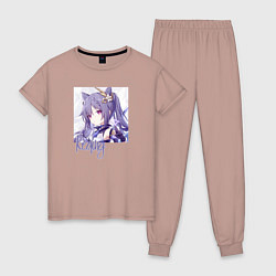Пижама хлопковая женская Genshin Impact, цвет: пыльно-розовый