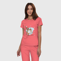 Пижама хлопковая женская Рождественский гном, цвет: коралловый — фото 2
