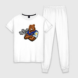 Пижама хлопковая женская Крутой медведь mr Bear, цвет: белый