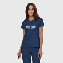 Пижама хлопковая женская Git gud, цвет: тёмно-синий — фото 2