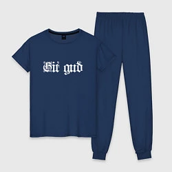 Пижама хлопковая женская Git gud, цвет: тёмно-синий