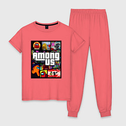 Пижама хлопковая женская AMONG US GTA, цвет: коралловый