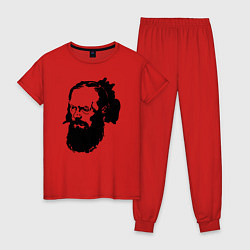 Пижама хлопковая женская Достоевский, цвет: красный