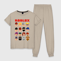 Пижама хлопковая женская ROBLOX, цвет: миндальный