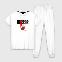 Пижама хлопковая женская Horror, цвет: белый