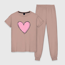 Пижама хлопковая женская Love, цвет: пыльно-розовый