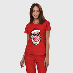 Пижама хлопковая женская Санта в маске, цвет: красный — фото 2