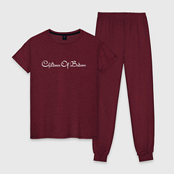 Пижама хлопковая женская Children of Bodom Logo Z, цвет: меланж-бордовый