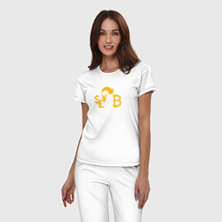 Пижама хлопковая женская Bitcoin, цвет: белый — фото 2