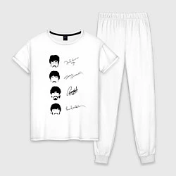 Пижама хлопковая женская The Beatles автографы, цвет: белый