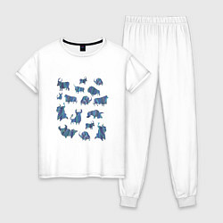 Пижама хлопковая женская Бычки: символ нового года 2021, цвет: белый