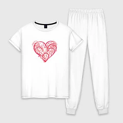 Пижама хлопковая женская Ветвистое Сердце, цвет: белый