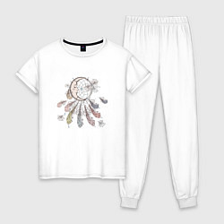 Пижама хлопковая женская Лунный ловец, цвет: белый