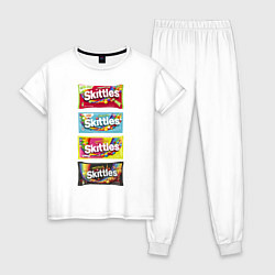 Пижама хлопковая женская Skittles Разнообразие, цвет: белый
