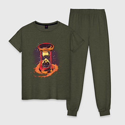 Пижама хлопковая женская Галактические Песочные часы, цвет: меланж-хаки