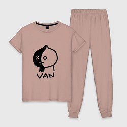 Пижама хлопковая женская VAN ВАН, цвет: пыльно-розовый