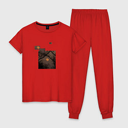 Пижама хлопковая женская Закат, цвет: красный