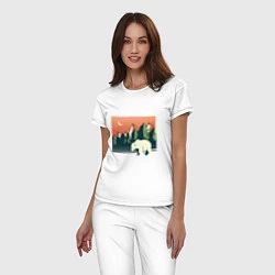 Пижама хлопковая женская Белый медведь пейзаж с горами, цвет: белый — фото 2