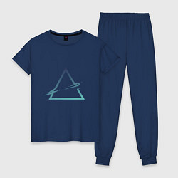 Пижама хлопковая женская Абстрактный жидкий треугольник, цвет: тёмно-синий