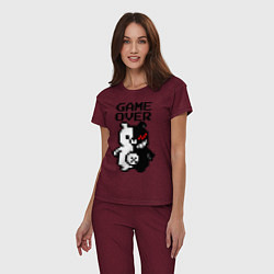 Пижама хлопковая женская MONOKUMA GAME OVER, цвет: меланж-бордовый — фото 2