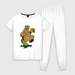 Пижама хлопковая женская Тучный медведь, цвет: белый