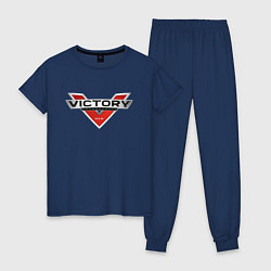 Пижама хлопковая женская Victory USA Мото Лого Z, цвет: тёмно-синий