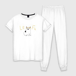Пижама хлопковая женская Кот Le Fu, цвет: белый