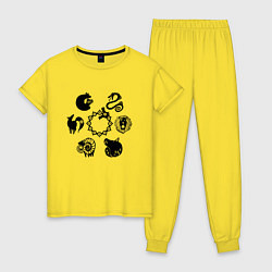 Пижама хлопковая женская 7 СМЕРТНЫХ ГРЕХОВ SEVEN DEADLY SINS Z, цвет: желтый