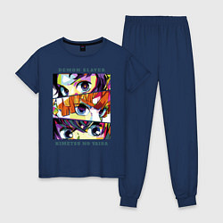 Пижама хлопковая женская Demon Slayer: Kimetsu no Yaiba, цвет: тёмно-синий
