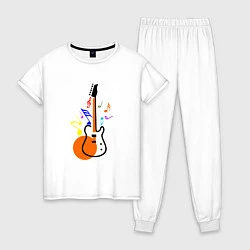 Пижама хлопковая женская Цветная гитара, цвет: белый