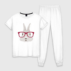 Пижама хлопковая женская Кролик Хипстер, цвет: белый