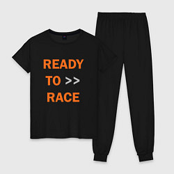 Пижама хлопковая женская KTM READY TO RACE спина Z, цвет: черный