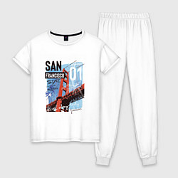 Пижама хлопковая женская Сан-Франциско, цвет: белый
